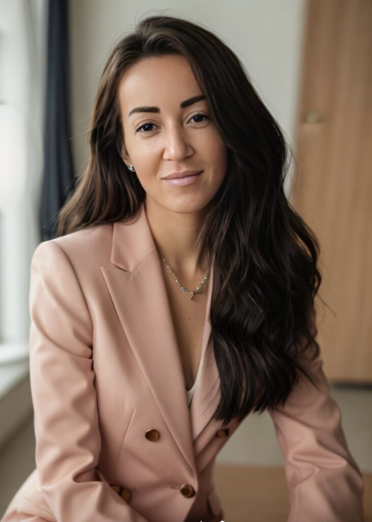 Birgit Arus i rosa blazer